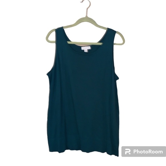 Susan Graver 2 piece set size 1X cardigan and sleeveless top green plus size - Picture 5 of 6